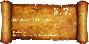 Wohner Tünde névjegykártya